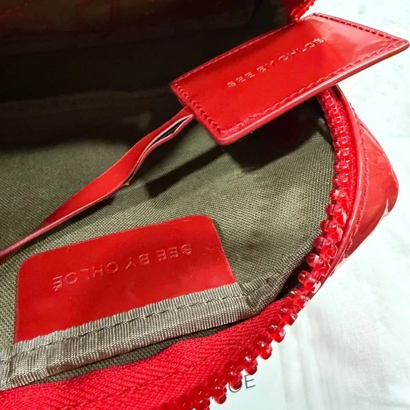 Excellent condition See By Chloe Glossy Red Clutch with dust bag - Picture 5 of 7